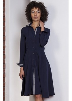 Rozkloszowana sukienka granatowa SUK151 ze sklepu intimiti.pl w kategorii Sukienki - zdjęcie 187859102