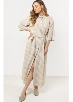 Awama A730 lniana sukienka szmizjerka mocca ze sklepu intimiti.pl w kategorii Sukienki - zdjęcie 187859284