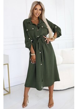 Numoco 531-5 szmizjerka midi ze złotymi guzikami i wiązaniem ze sklepu intimiti.pl w kategorii Sukienki - zdjęcie 187859410