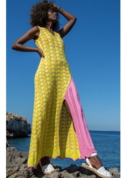 Fobya F1460 długa ażurowa sukienka letnia żółta ze sklepu intimiti.pl w kategorii Sukienki - zdjęcie 187859443
