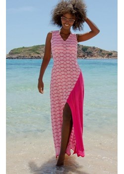 Fobya F1460 długa ażurowa sukienka letnia różowa ze sklepu intimiti.pl w kategorii Sukienki - zdjęcie 187859524