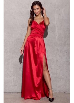 Satynowa sukienka maxi na ramiączkach czerwona 462 ze sklepu intimiti.pl w kategorii Sukienki - zdjęcie 187859552
