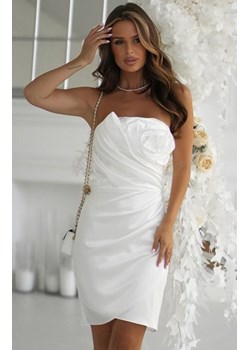 Satynowa mini sukienka z drapaną różą ecru ze sklepu intimiti.pl w kategorii Sukienki - zdjęcie 187859781