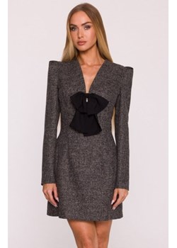 Moe sukienka tweedowa z kokardą szyfonową czarna M869 ze sklepu intimiti.pl w kategorii Sukienki - zdjęcie 187860023