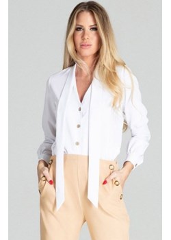 Biała bluzka z wiązaniem M700 ze sklepu intimiti.pl w kategorii Koszule damskie - zdjęcie 187860134