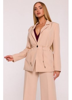 Moe marynarka marszczona w talii beżowa M873 ze sklepu intimiti.pl w kategorii Marynarki damskie - zdjęcie 187860161
