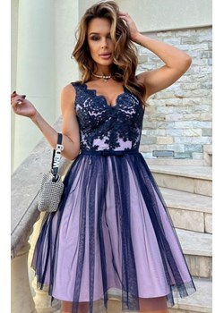 Rozkloszowana sukienka z koronką granatowa Bicotone 2206-11 ze sklepu intimiti.pl w kategorii Sukienki - zdjęcie 187860211