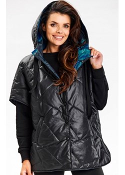 Awama A684 pikowana kamizelka z kapturem czarna ze sklepu intimiti.pl w kategorii Kamizelki damskie - zdjęcie 187860364