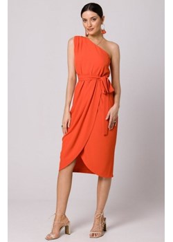 Makover sukienka na jedno ramię koralowa K160 ze sklepu intimiti.pl w kategorii Sukienki - zdjęcie 187860423