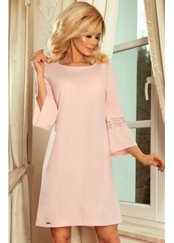 190-1 MARGARET sukienka z koronką na rękawkach - PASTELOWY RÓŻ ze sklepu intimiti.pl w kategorii Sukienki - zdjęcie 187860472