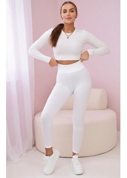 Spodnie leginsy w prążek białe ze sklepu intimiti.pl w kategorii Spodnie damskie - zdjęcie 187860523