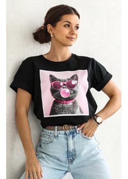 T-shirt kotek okulary czarny ze sklepu intimiti.pl w kategorii Bluzki damskie - zdjęcie 187861010