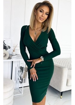 Numoco 387-4 dopasowana sukienka z kopertowym dekoltem i długim rękawkiem ze sklepu intimiti.pl w kategorii Sukienki - zdjęcie 187861153