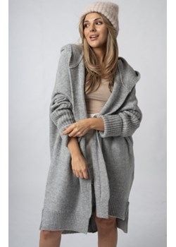 Osher asymetryczny kardigan damski z kapturem szary ze sklepu intimiti.pl w kategorii Swetry damskie - zdjęcie 187861251