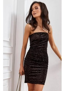 Cekinowa mini sukienka bez ramiączek brązowa dopasowana ze sklepu intimiti.pl w kategorii Sukienki - zdjęcie 187861292