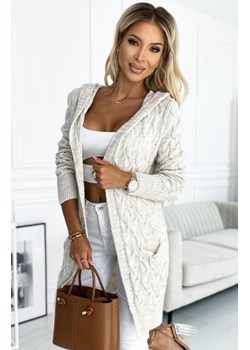 Numoco 491-1 kardigan - narzutka z kapturem i kieszonkami ze sklepu intimiti.pl w kategorii Swetry damskie - zdjęcie 187861394