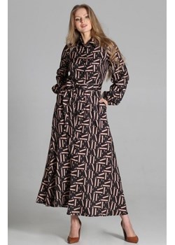 Sukienka maxi na guziki, z kołnierzykiem ciemne literki SUK204 ze sklepu intimiti.pl w kategorii Sukienki - zdjęcie 187861421