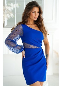 Bicotone mini sukienka cekinowa na jedno ramię chabrowa ze sklepu intimiti.pl w kategorii Sukienki - zdjęcie 187861671