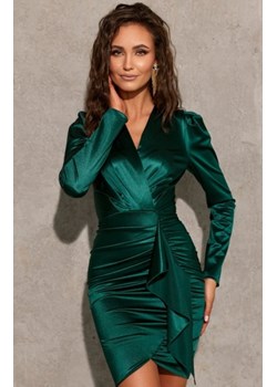 Roco satynowa mini sukienka z falbaną zielona ze sklepu intimiti.pl w kategorii Sukienki - zdjęcie 187861680