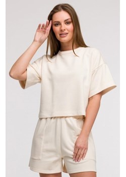 Bewear B294 bluza oversize z krótkimi rękawami waniliowa ze sklepu intimiti.pl w kategorii Bluzy damskie - zdjęcie 187861854