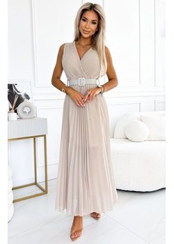Numoco 546-1 plisowana sukienka z szerokim paskiem i dekoltem ze sklepu intimiti.pl w kategorii Sukienki - zdjęcie 187862744