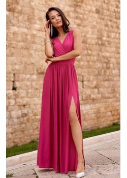 Wieczorowa brokatowa sukienka maxi amarant 0224 ze sklepu intimiti.pl w kategorii Sukienki - zdjęcie 187862894