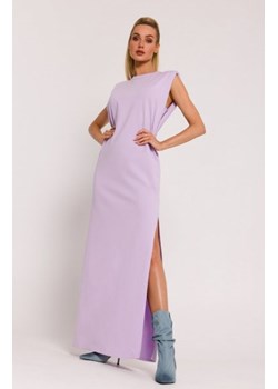 Moe sukienka maxi z poduszkami na ramionach fiołkowa M790 ze sklepu intimiti.pl w kategorii Sukienki - zdjęcie 187862914