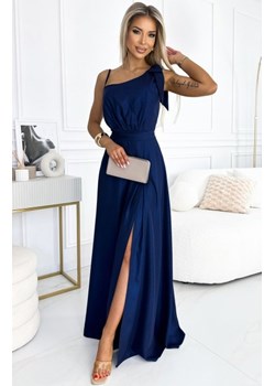 Numoco 528-1 długa połyskująca suknia na jedno ramię z kokardą ze sklepu intimiti.pl w kategorii Sukienki - zdjęcie 187862923