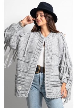 Fobya F1089 kardigan z frędzlami szary ze sklepu intimiti.pl w kategorii Swetry damskie - zdjęcie 187863032