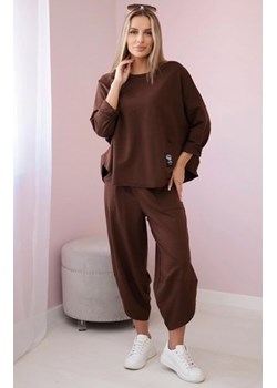 Komplet bawełniany bluza i spodnie brązowy ze sklepu intimiti.pl w kategorii Dresy damskie - zdjęcie 187863633