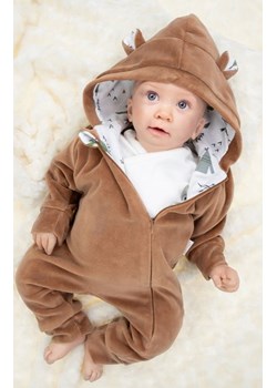 Welurowy brązowy pajacyk z uszkami ze sklepu intimiti.pl w kategorii Pajacyki - zdjęcie 187863682