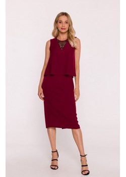 Stylove S422 sukienka ze wstawką z koronki bordowa ze sklepu intimiti.pl w kategorii Sukienki - zdjęcie 187863971