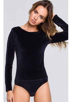 Welurowe body z długim rękawem granatowe M567 ze sklepu intimiti.pl w kategorii Bluzki damskie - zdjęcie 187864072