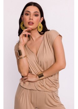 Bewear B288 bluzka wiskozowa na zakładkę beżowa ze sklepu intimiti.pl w kategorii Bluzki damskie - zdjęcie 187864090