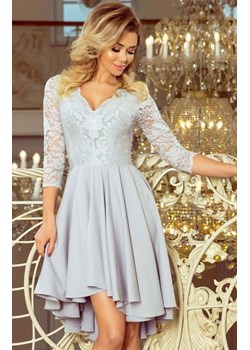 Sukienka szara z dłuższym tyłem Numoco 210-9 ze sklepu intimiti.pl w kategorii Sukienki - zdjęcie 187864130