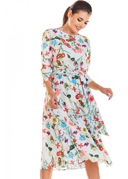 Kwiatowa sukienka ecru M192 ze sklepu intimiti.pl w kategorii Sukienki - zdjęcie 187864593