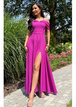 Elizabeth Silla długa sukienka z hiszpańskim dekoltem magenta błysk ze sklepu intimiti.pl w kategorii Sukienki - zdjęcie 187864751