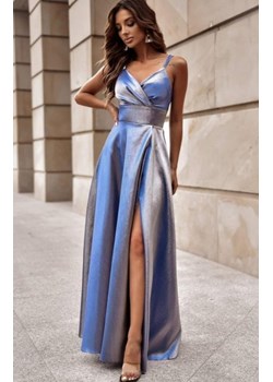 Duet Żakard błyszcząca długa sukienka multi srebrno-niebieska ze sklepu intimiti.pl w kategorii Sukienki - zdjęcie 187864814