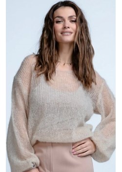 Lekki sweterek z wełny alpaki F1853 beż ze sklepu intimiti.pl w kategorii Swetry damskie - zdjęcie 187864980