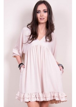 *Luźna sukienka z falbanami beżowa 0238 ze sklepu intimiti.pl w kategorii Sukienki - zdjęcie 187865090