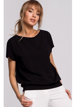Bawełniana bluzka z krótkim rękawem czarna M498 ze sklepu intimiti.pl w kategorii Bluzki damskie - zdjęcie 187865171