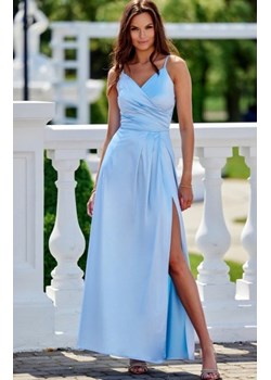 Satynowa sukienka maxi na ramiączkach błękitna 462 ze sklepu intimiti.pl w kategorii Sukienki - zdjęcie 187865213