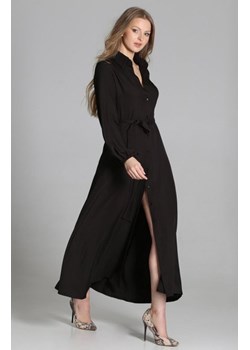 Sukienka maxi na guziki, z kołnierzykiem czarna SUK204 ze sklepu intimiti.pl w kategorii Sukienki - zdjęcie 187865373