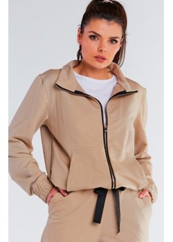 Oversizowa beżowa bluza z kapturem M246 ze sklepu intimiti.pl w kategorii Bluzy damskie - zdjęcie 187865524
