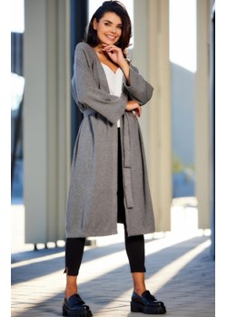 Awama A617 długi sweter z paskiem szary ze sklepu intimiti.pl w kategorii Swetry damskie - zdjęcie 187865641