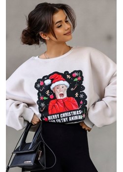 Beżowa bluza z nadrukiem Kevin sam w domu ze sklepu intimiti.pl w kategorii Bluzy damskie - zdjęcie 187865671