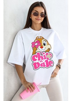 Oversizowy t-shirt Chip and Dale biały ze sklepu intimiti.pl w kategorii Bluzki damskie - zdjęcie 187865764