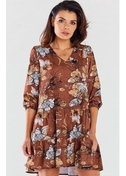 Awama oversizowa sukienka mini A469 brown ze sklepu intimiti.pl w kategorii Sukienki - zdjęcie 187866334