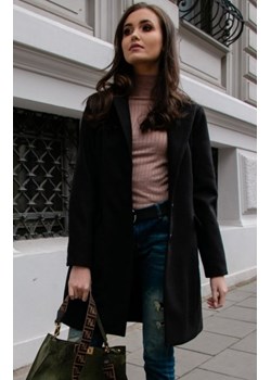 Elegancki płaszcz damski czarny Roco P012 ze sklepu intimiti.pl w kategorii Płaszcze damskie - zdjęcie 187866462