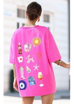 Oversize’owa różowa koszulka gwiazda ze sklepu intimiti.pl w kategorii Bluzki damskie - zdjęcie 187866474